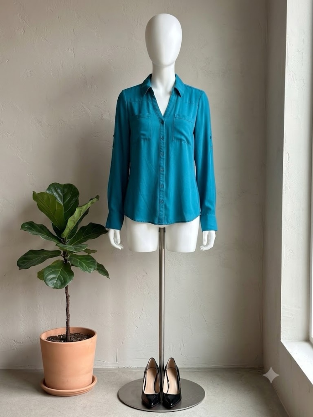 Express Teal Button-Down Shirt
